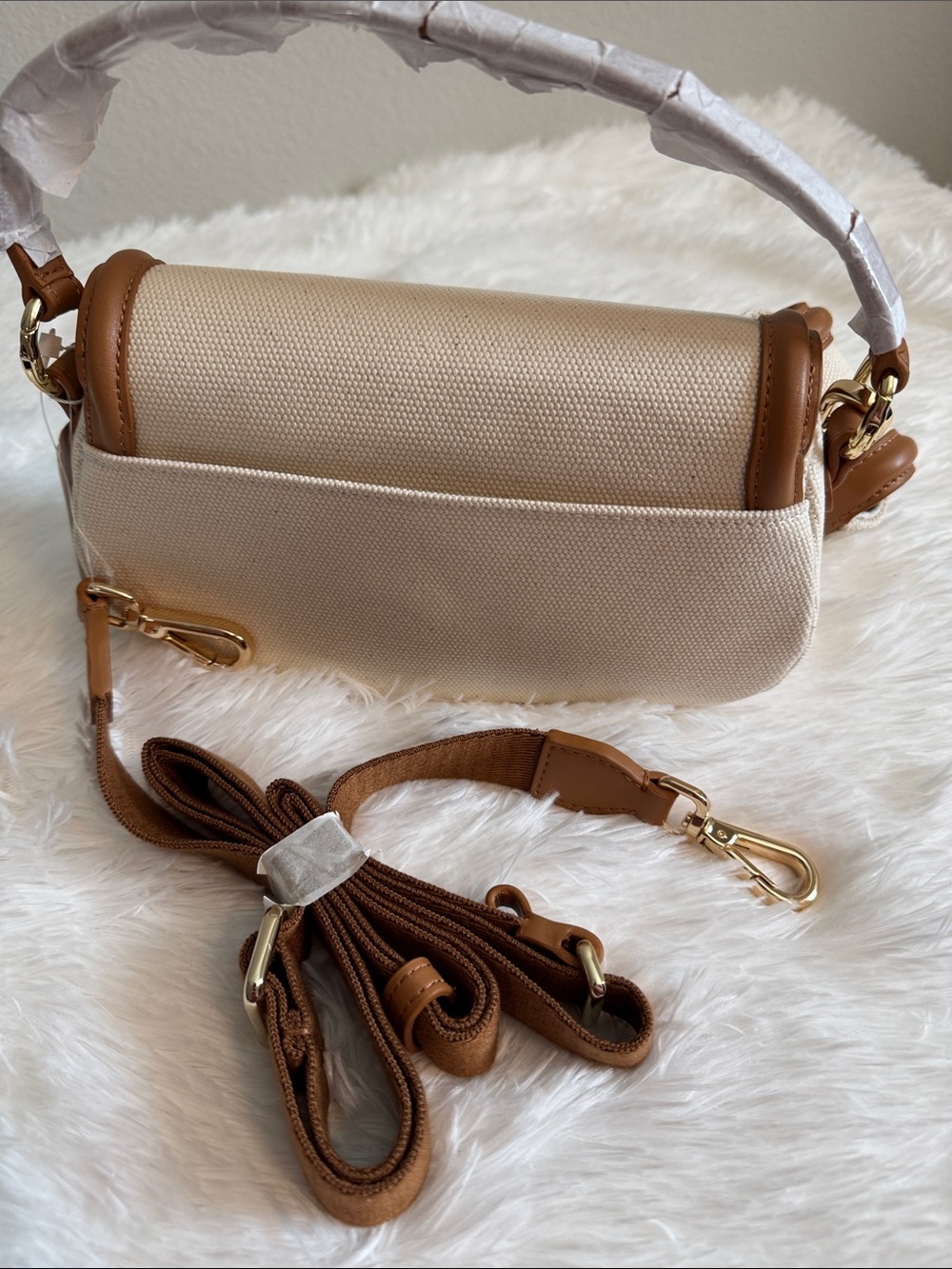 Lululemon Canvas Mini Bag - Natural/Chestnut Brown - Picture 3 of 7